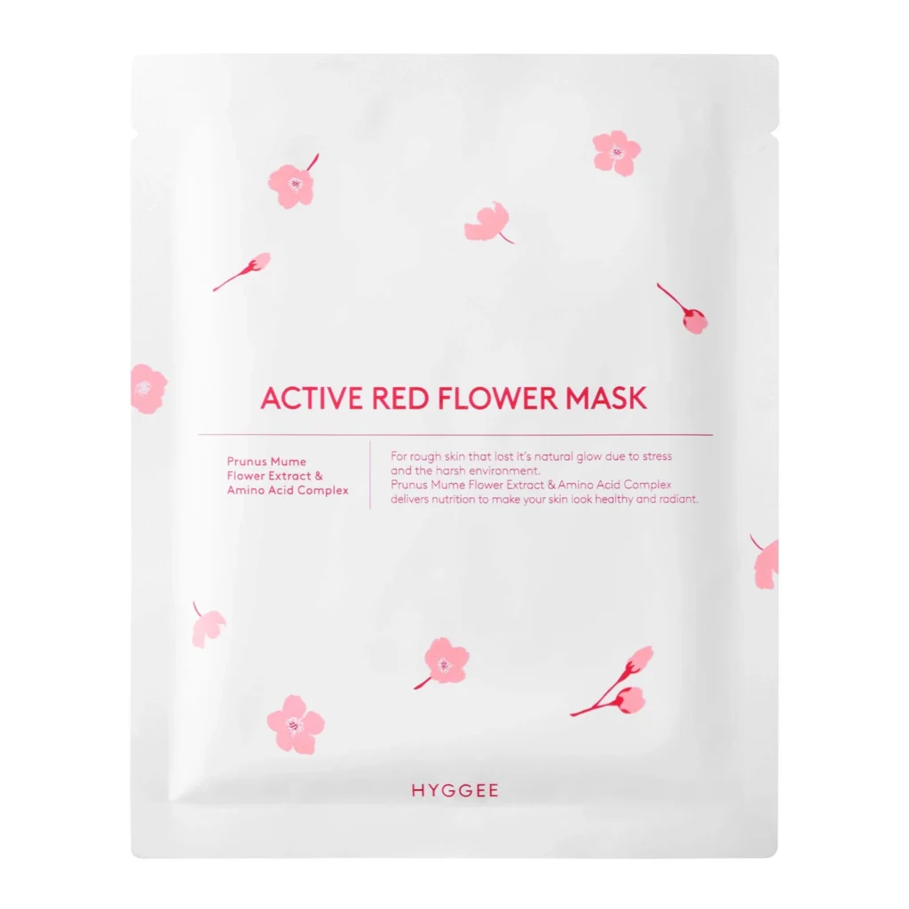 Hyggee ACTIVE RED FLOWER MASK textilná maska na tvár 35ml